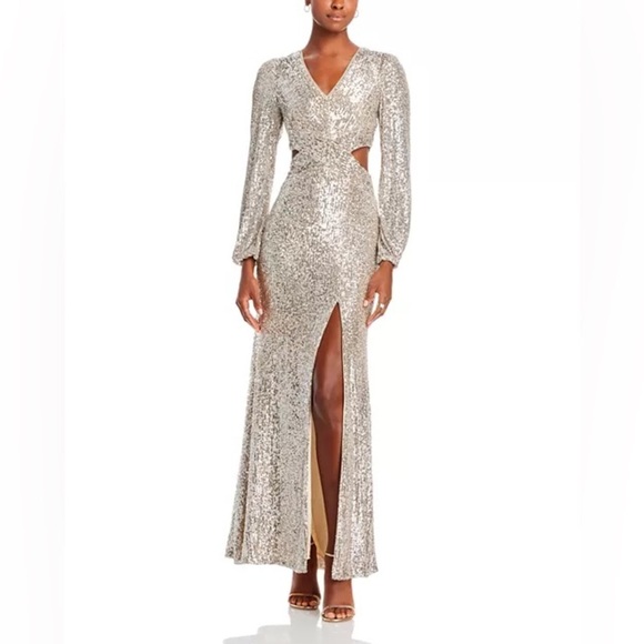AQUA
V Neck Long Sleeve Cutout Sequin Dress - 100% Exclusive - Picture 1 of 15